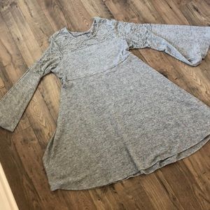 Lace neck bell sleeve dress